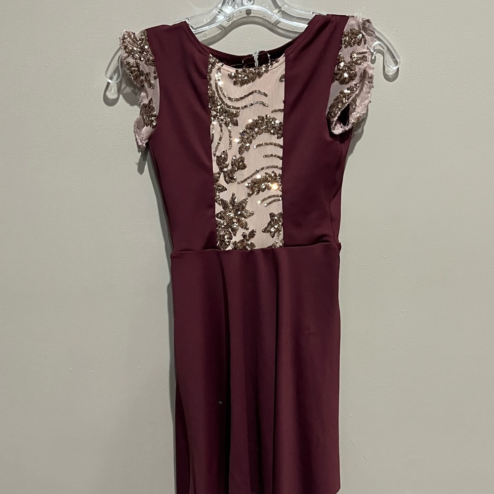 Burgundy lyrical dance costume